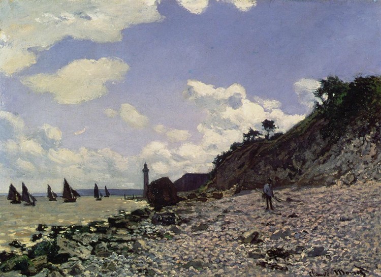 Beach at Honfleur by Monet, Claude. 1864